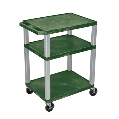 H. Wilson 34" High Tuffy Utility A/V Cart (3-Shelf Nickel Legs)