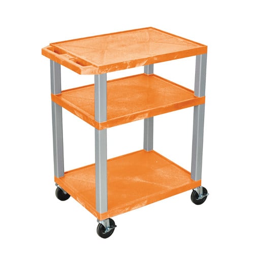 H. Wilson 34" High Tuffy Utility A/V Cart (3-Shelf Nickel Legs)
