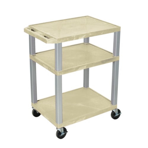 H. Wilson 34" High Tuffy Utility A/V Cart (3-Shelf Nickel Legs)