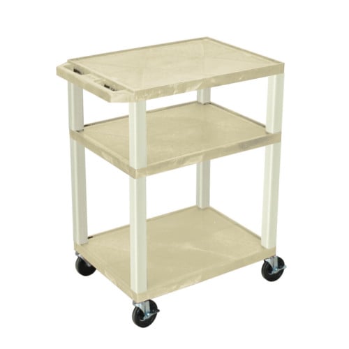 H. Wilson WT34OWE Putty 34" High Tuffy Utility A/V Cart (3-Shelf Putty Legs)