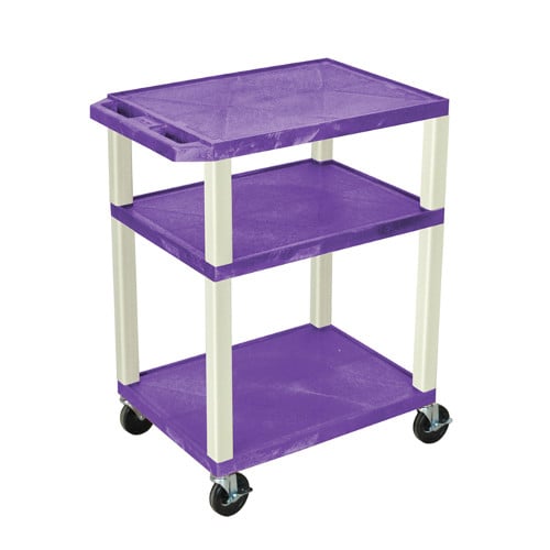 H. Wilson WT34PE Purple 34" High Tuffy Utility A/V Cart (3-Shelf Putty Legs)