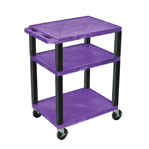 H. Wilson WT34PE-B Purple 34" High Tuffy Utility A/V Cart (3-Shelf Black Legs)