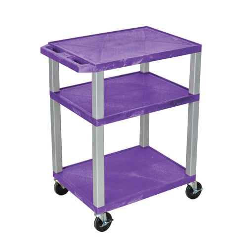 H. Wilson WT34PE-N Purple 34" High Tuffy Utility A/V Cart (3-Shelf Nickel Legs)