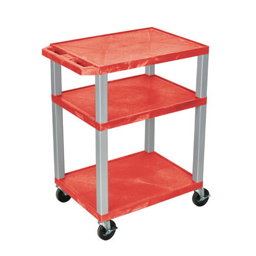 H. Wilson 34" High Tuffy Utility A/V Cart (3-Shelf Nickel Legs)