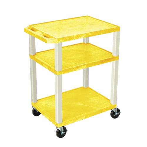 H. Wilson WT34YE Yellow 34" High Tuffy Utility A/V Cart (3-Shelf Putty Legs)