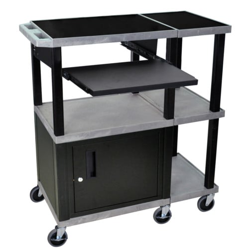 H. Wilson WTPS71GYE Gray Presentation Station w/ Pullout Shelf and Black Cabinet & Legs