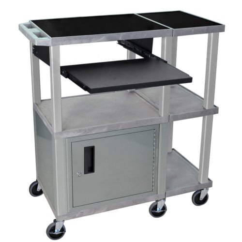 H. Wilson WTPS71GYE-N Gray Presentation Station w/ Pullout Shelf and Nickel Cabinet & Legs