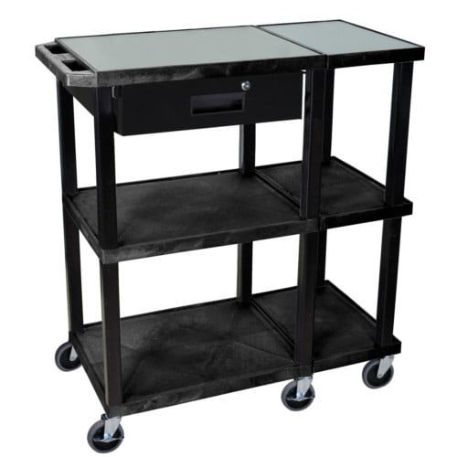 H. Wilson WTPS72E Black Presentation Station with Drawer (Black Legs)