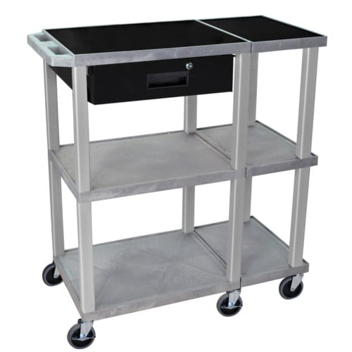 H. Wilson WTPS72GYE-N Gray Presentation Station with Drawer (Nickel Legs)