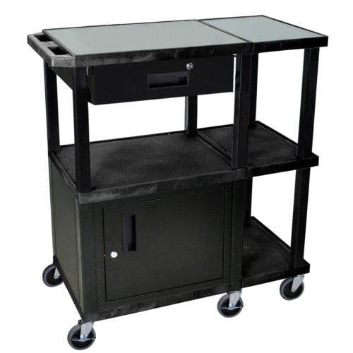 H. Wilson WTPS73E Black Presentation Station with Drawer and Black Cabinet & Legs