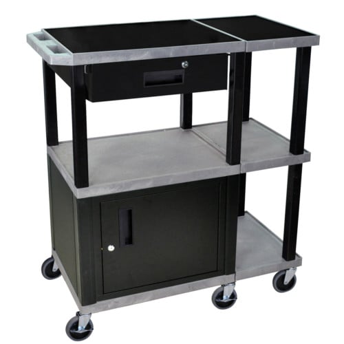 H. Wilson WTPS73GYE Gray Presentation Station with Drawer and Black Cabinet & Legs