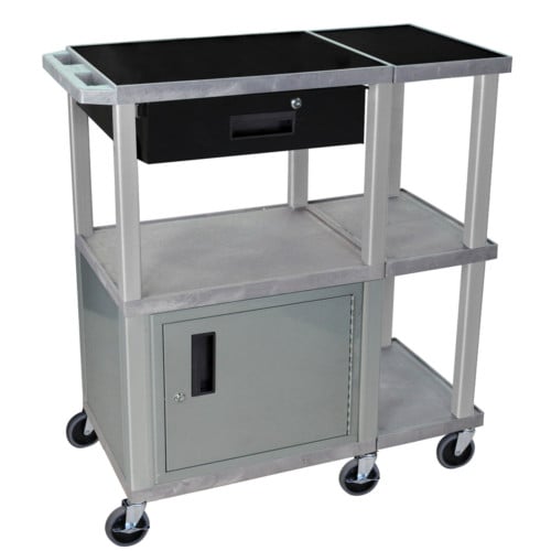 H. Wilson WTPS73GYE-N Gray Presentation Station with Drawer and Nickel Cabinet & Legs