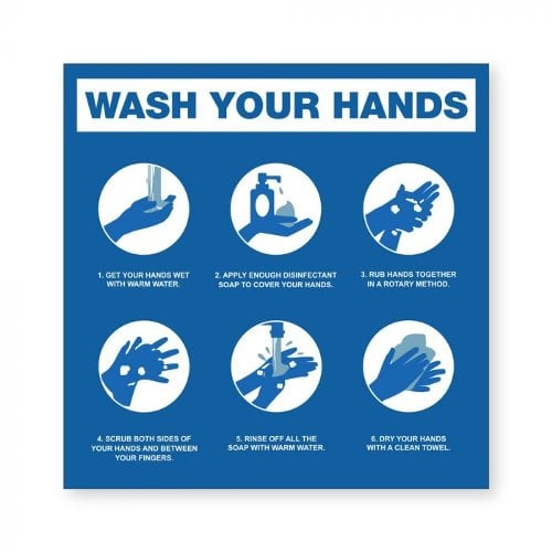Hand Washing Steps - 8" x 8" Acrylic Sign