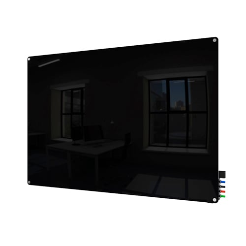 Ghent Black Harmony Magnetic Glass Markerboard - Radius Corners