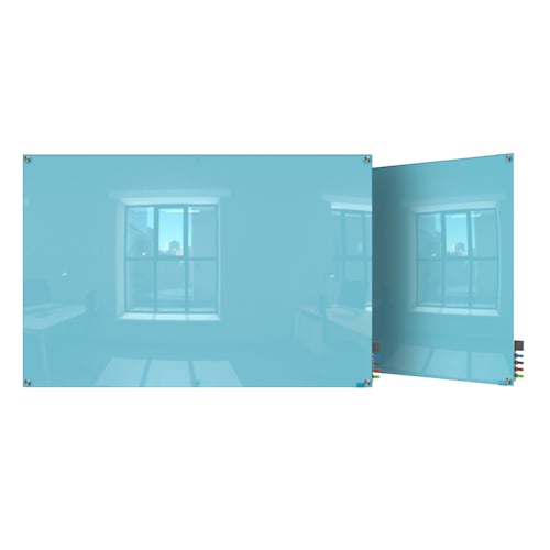 Ghent Blue Harmony Magnetic Glass Markerboard - Square Corners