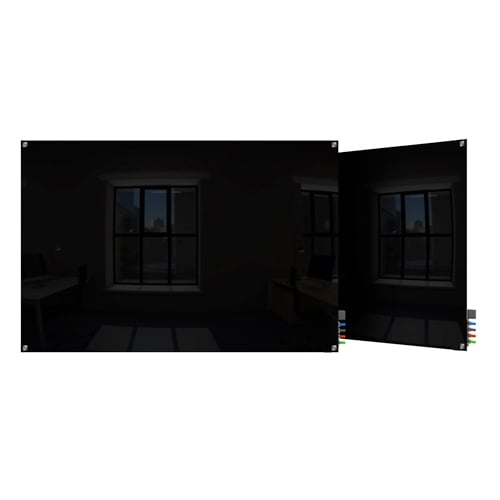 Ghent Black Harmony Magnetic Glass Markerboard - Square Corners