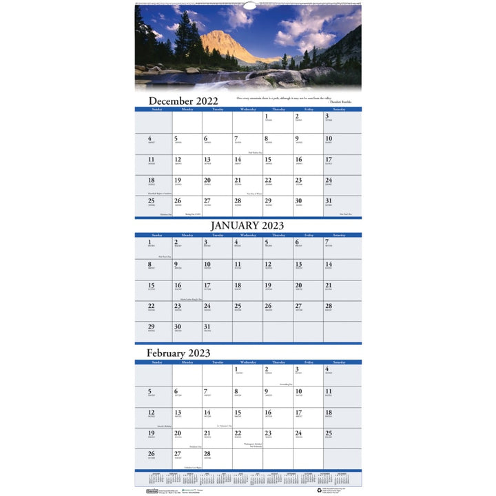 House of Doolittle Scenic 3-Month 8" x 17" Vertical Page Layout Wall Calendar 2023
