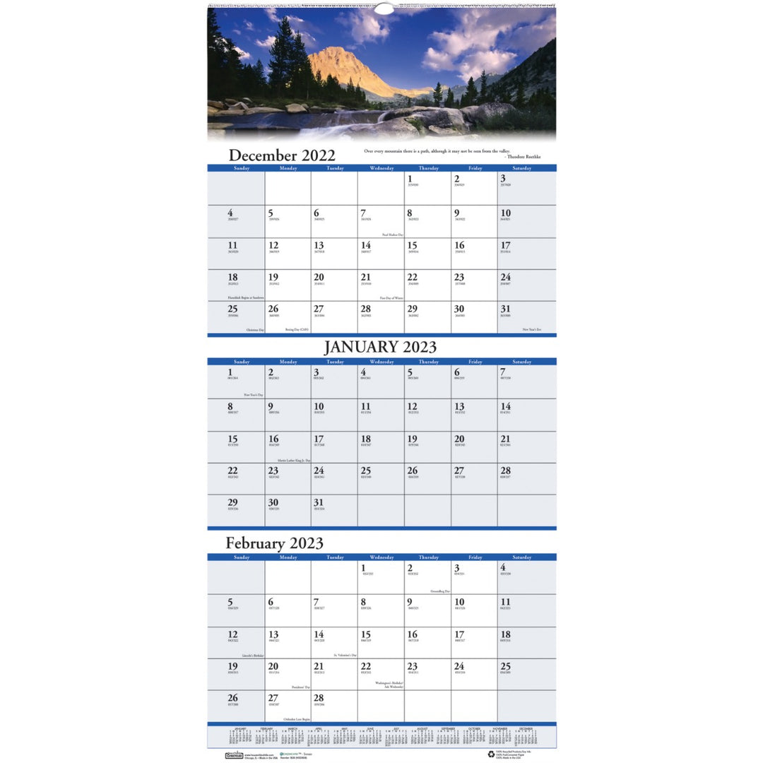 House of Doolittle Scenic 3-Month Vertical Page Layout Wall Calendar 2023