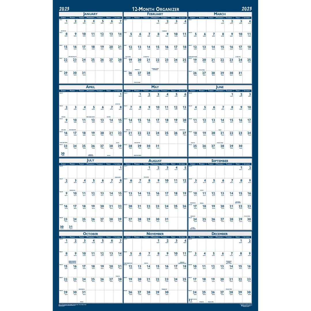 House of Doolittle 32" x 48" Write-on Laminated Calendar Wall Planner 2023