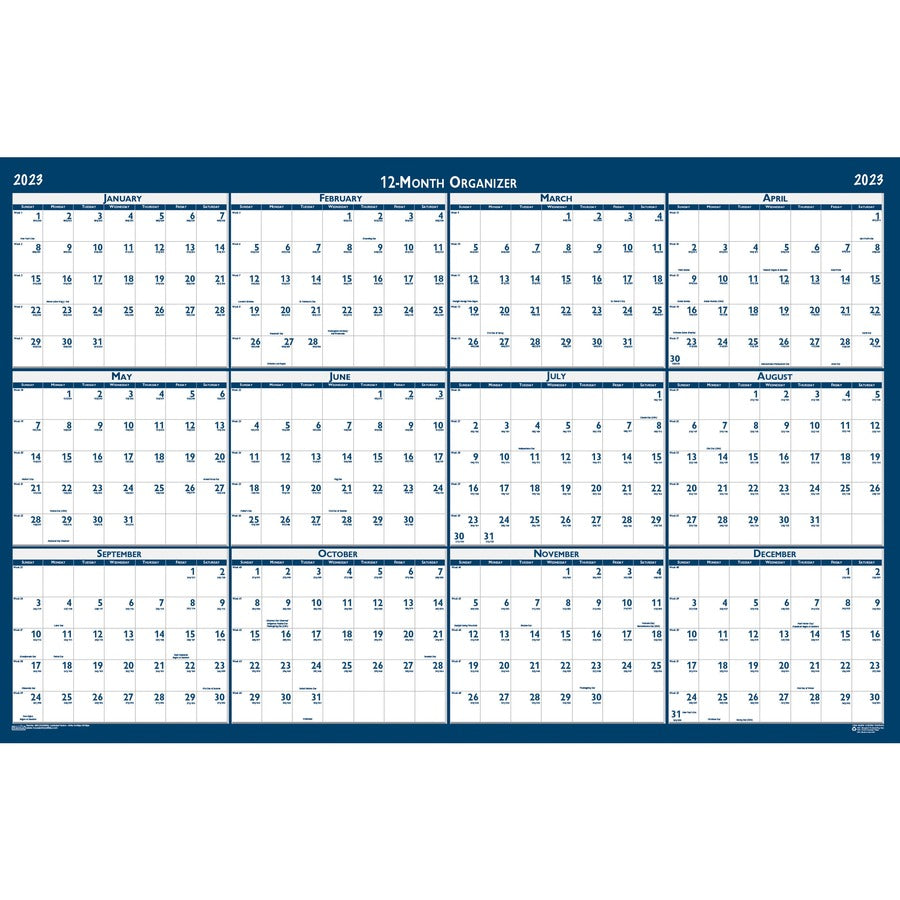House of Doolittle 33" x 66" Write-on Laminated Calendar Wall Planner 2023