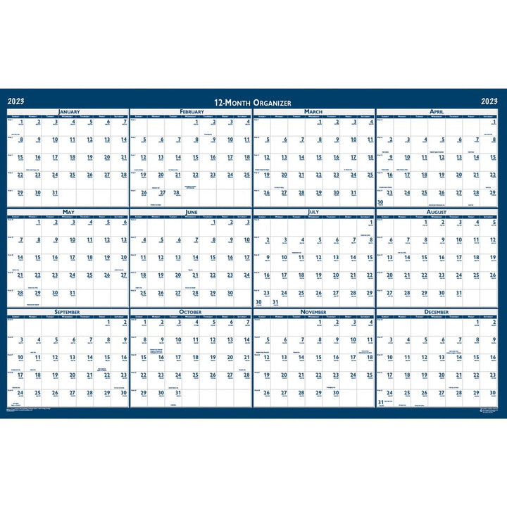 House of Doolittle 33" x 66" Write-on Laminated Calendar Wall Planner 2023
