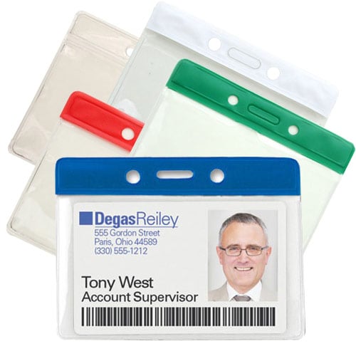 Horizontal Vinyl Color-Bar Badge Holder (3-3/4" x 2-5/8") - 100pk