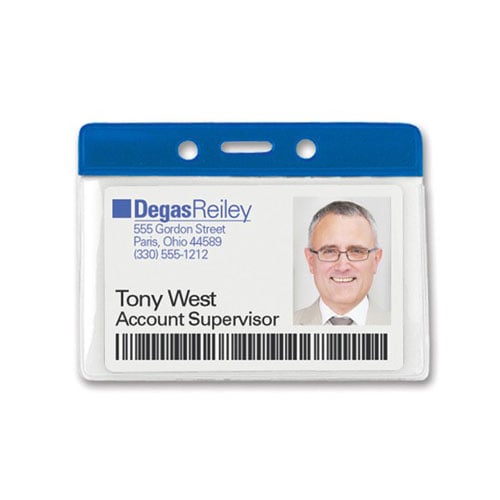 Horizontal Vinyl Color-Bar Badge Holder (3-3/4" x 2-5/8") - 100pk