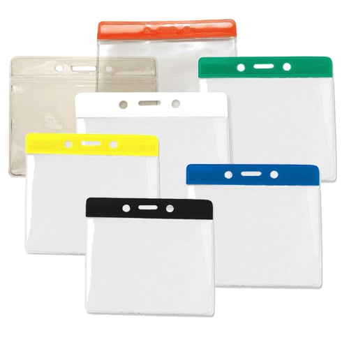 Horizontal Vinyl Color-Bar Badge Holders - 100pk