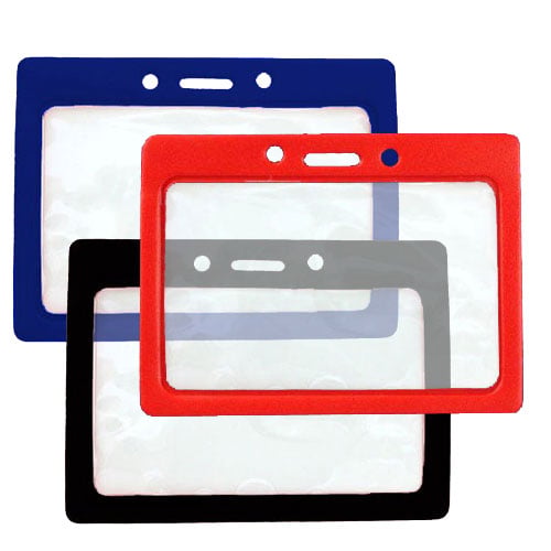 Horizontal Vinyl Color-Frame Badge Holder (3-1/2" x 2-1/8") - 100pk