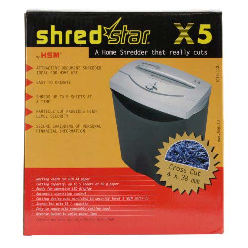 HSM Shredstar X5 Level P-4 Cross Cut Paper Shredder