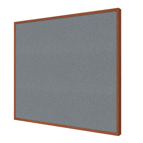 Ghent Impression Gray Fabric Bulletin Board with Cherry Modern Frame