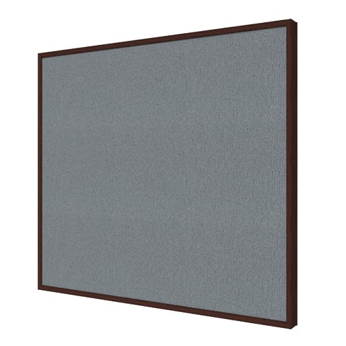 Ghent Impression Gray Fabric Bulletin Board with Espresso Modern Frame