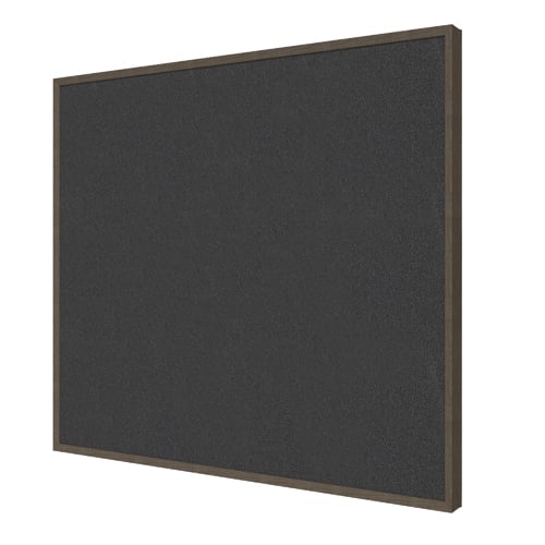 Ghent Impression Black Fabric Bulletin Board with Walnut Modern Frame