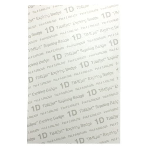 Inkjet-Printable TIMEjet Expiring One Day Badge FRONTpart-Blank-500pk