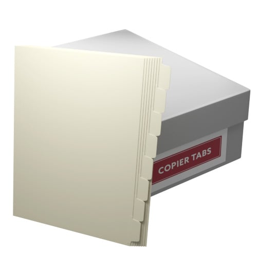 MyBinding 90lb Ivory 1/8th Straight Collated Mylar Coated Copier Tabs - 1 Carton