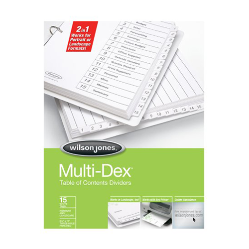 Wilson Jones Black/White 15-Tab MultiDex Indexes - W91501