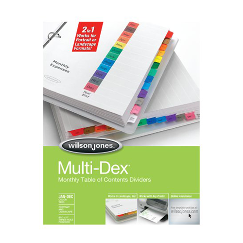 Wilson Jones Jan-Dec Tab MultiDex Indexes - W90303B