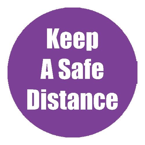 "Keep a Safe Distance" Purple 11" Round Non-Slip Floor Stickers - 5pk