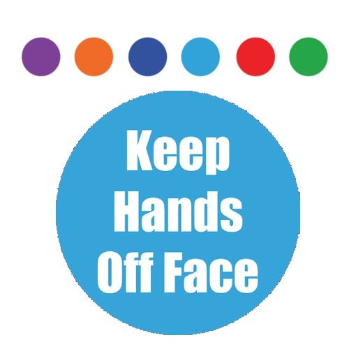 "Keep Hands Off Face" 11" Round Non-Slip Floor Stickers - 5pk