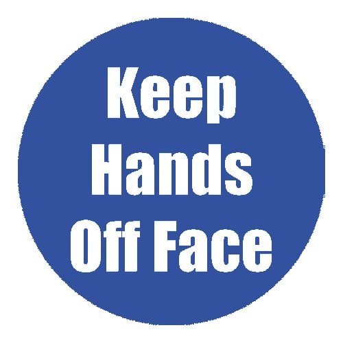 "Keep Hands Off Face" Blue 11" Round Non-Slip Floor Stickers - 5pk