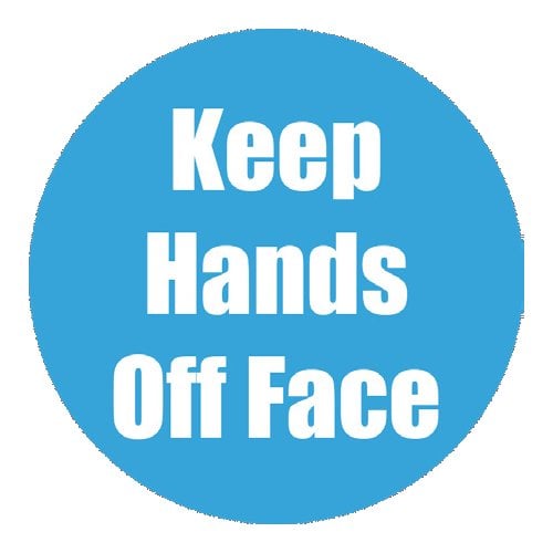 "Keep Hands Off Face" Cyan 11" Round Non-Slip Floor Stickers - 5pk