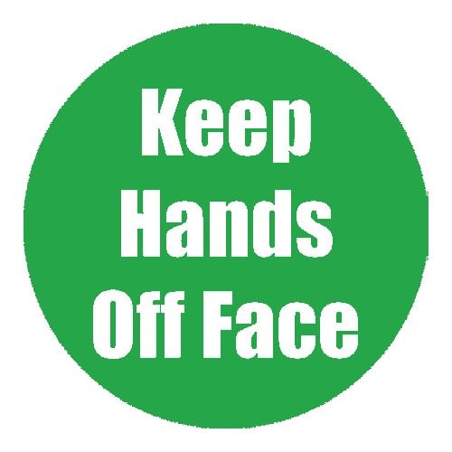"Keep Hands Off Face" Green 11" Round Non-Slip Floor Stickers - 5pk