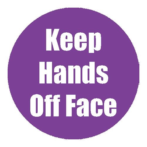 "Keep Hands Off Face" Purple 11" Round Non-Slip Floor Stickers - 5pk