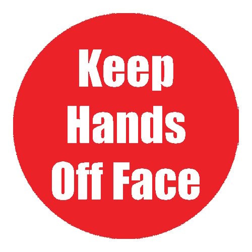 "Keep Hands Off Face" Red 11" Round Non-Slip Floor Stickers - 5pk