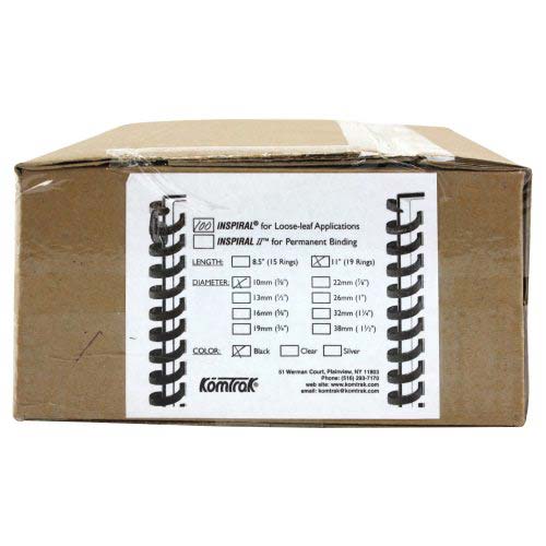 Komtrak Inspiral 10mm Black 19-Ring Spiral Combs - 100pk