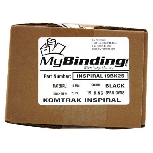 Komtrak Inspiral 19mm Black 19-Ring Spiral Combs - 25pk
