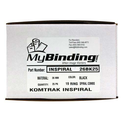 Komtrak Inspiral 26mm Black 19-Ring Spiral Combs - 25pk
