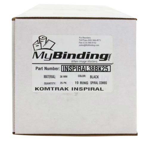 Komtrak Inspiral 38mm Black 19-Ring Spiral Combs - 25pk