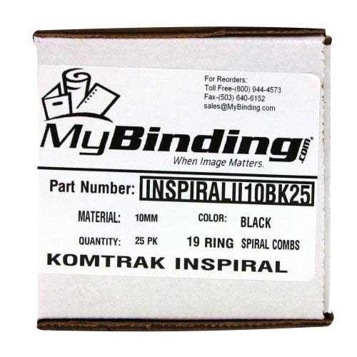 Komtrak Inspiral II 10mm Black 19-Ring Spiral Combs - 25pk