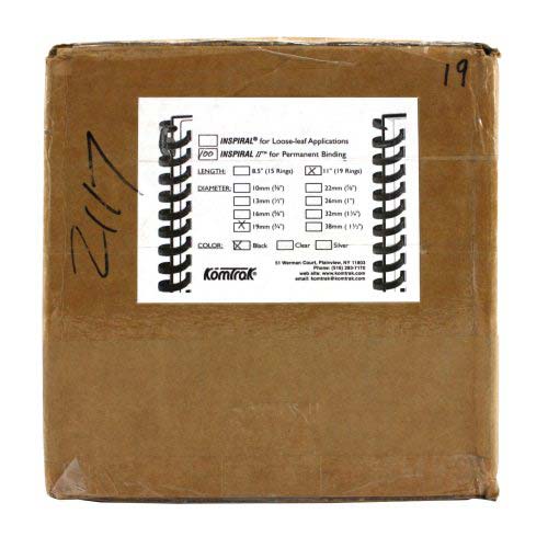 Komtrak Inspiral II 19mm Black 19-Ring Spiral Combs - 100pk